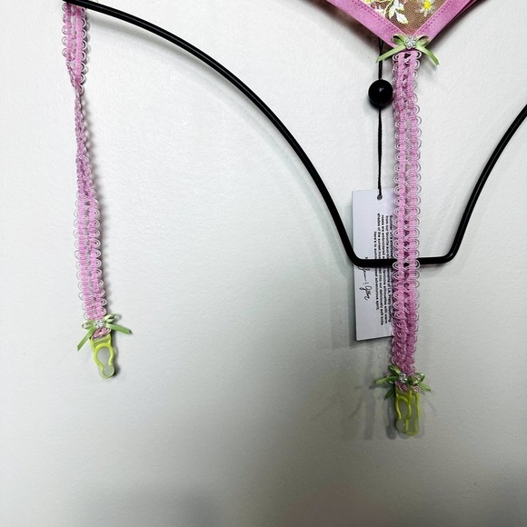 For Love & Lemons NWT Floral Tutti Frutti Shimmer Garter Belt Intimate Sz Large - Picture 4 of 10